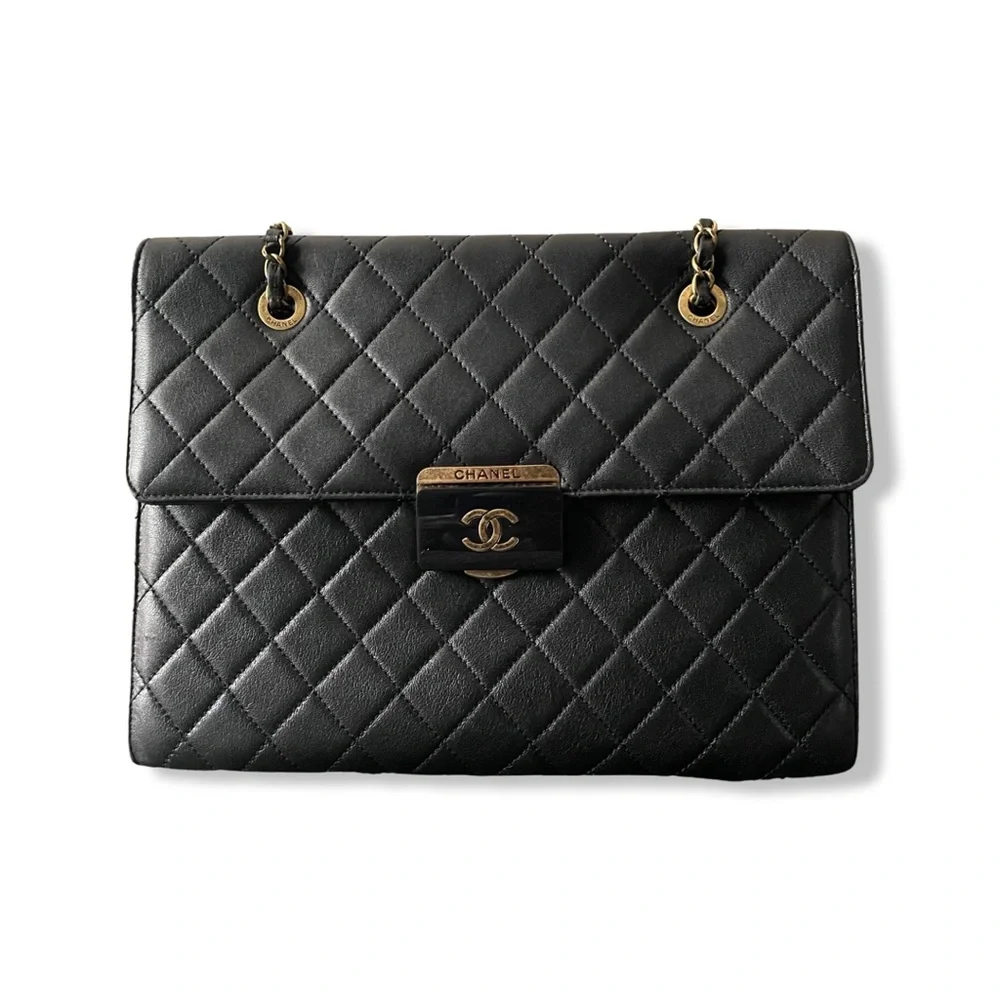 CHANEL Lambskin Quilted Beauty Lock Tote Leather Flap Medium Handbag Purse - Picture 3 of 15